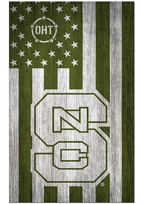 NC State Wolfpack 11x19 OHT Military Flag Sign - Red