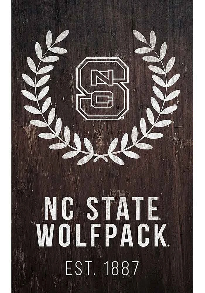 NC State Wolfpack Laurel Wreath Sign - Red