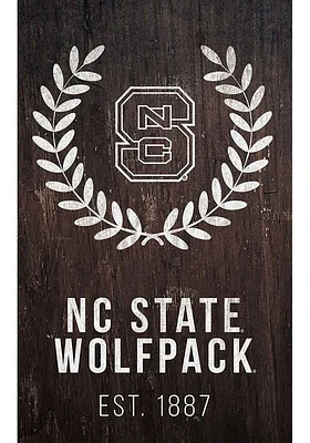 NC State Wolfpack Laurel Wreath Sign - Red