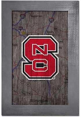 NC State Wolfpack City Map Sign - Red