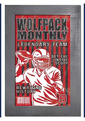 NC State Wolfpack 11x19 Framed Monthly Sign - Red