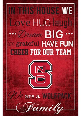 NC State Wolfpack In This House 17x26 Sign - Red