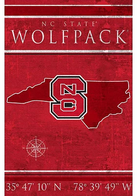 NC State Wolfpack Coordinates 17x26 Sign - Red