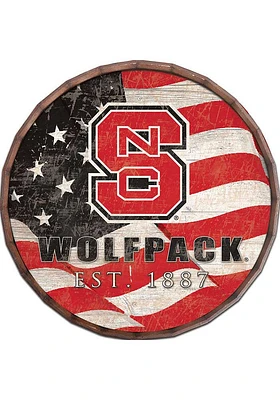 NC State Wolfpack Flag 24 Inch Barrel Top Sign - Red