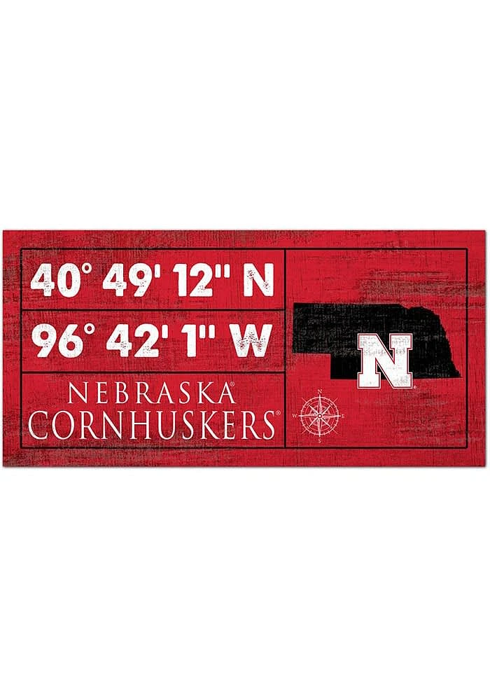 Nebraska Cornhuskers Horizontal Coordinate Sign - Red