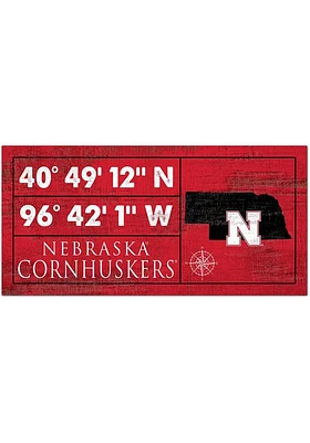 Nebraska Cornhuskers Horizontal Coordinate Sign - Red