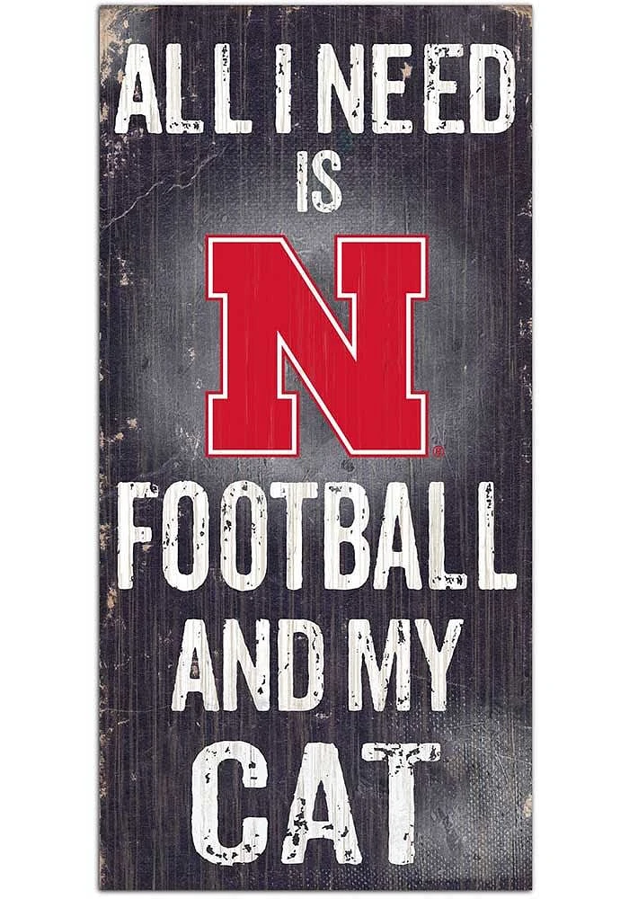 Nebraska Cornhuskers Football and My Cat Sign - Red