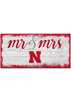 Nebraska Cornhuskers Script Mr and Mrs Sign - Red
