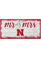 Nebraska Cornhuskers Script Mr and Mrs Sign - Red