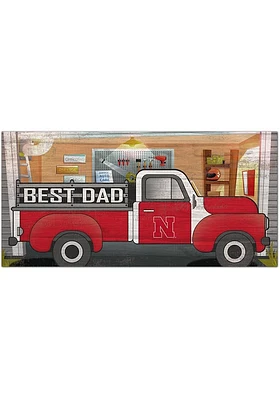 Nebraska Cornhuskers Best Dad Truck Sign - Red