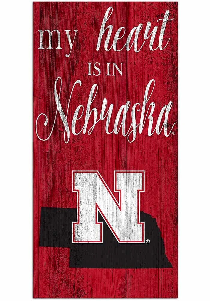 Nebraska Cornhuskers My Heart State Sign - Red