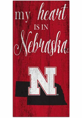 Nebraska Cornhuskers My Heart State Sign - Red