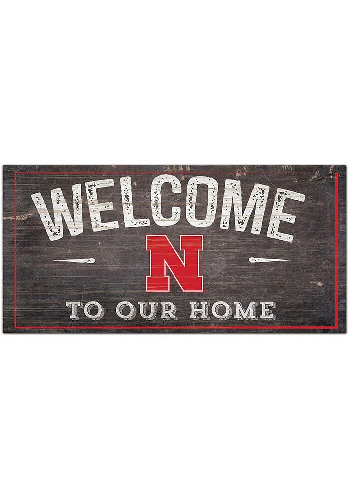 Nebraska Cornhuskers Welcome Distressed Sign - Red