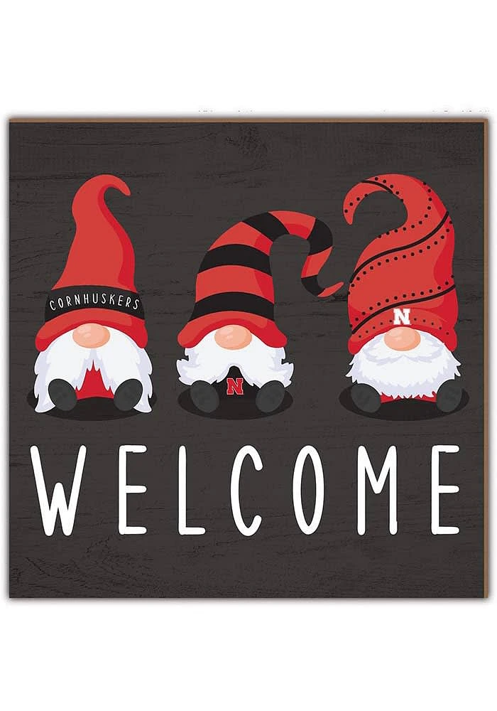 Nebraska Cornhuskers Welcome Gnomes Sign - Red