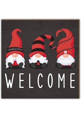 Nebraska Cornhuskers Welcome Gnomes Sign - Red