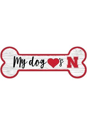 Nebraska Cornhuskers Dog Bone 6x12 Sign - Red