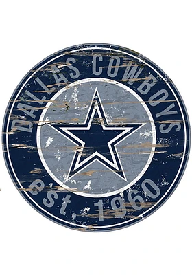 Dallas Cowboys Established Date Circle 24 Inch Sign - Blue
