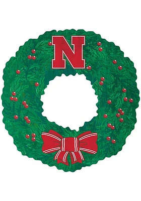 Nebraska Cornhuskers Team Wreath 16 Inch Sign - Red