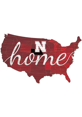 Nebraska Cornhuskers USA Shape Cutout Sign - Red