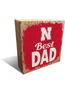 Nebraska Cornhuskers Best Dad Block Sign - Red