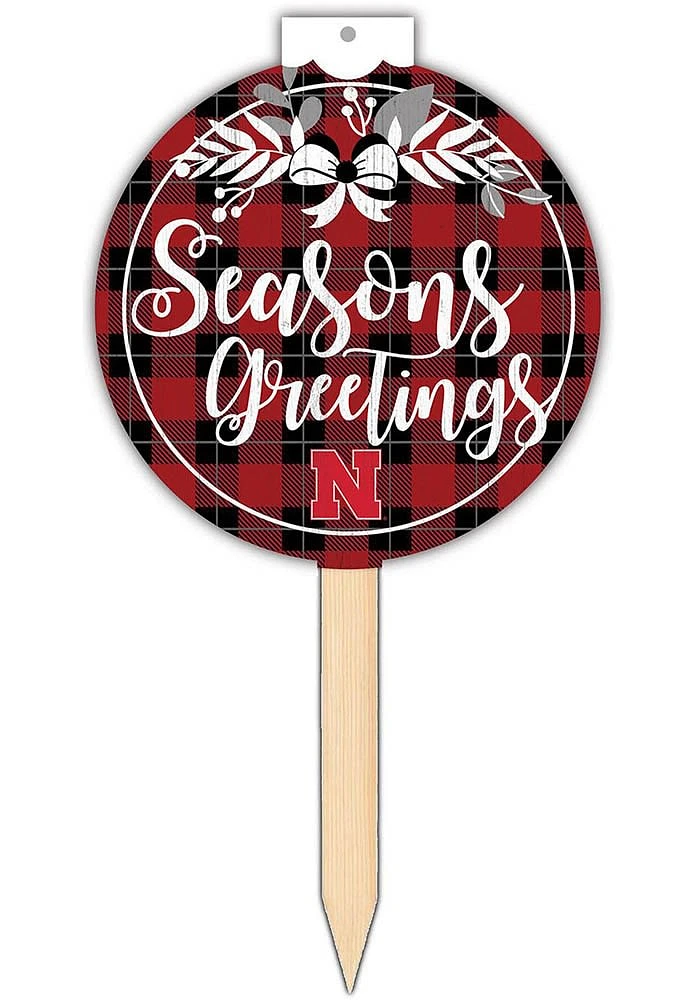 Nebraska Cornhuskers Seasons Greetings Sign - Red