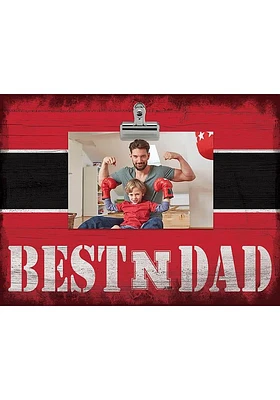 Nebraska Cornhuskers Best Dad Striped Clip Picture Frame - Red