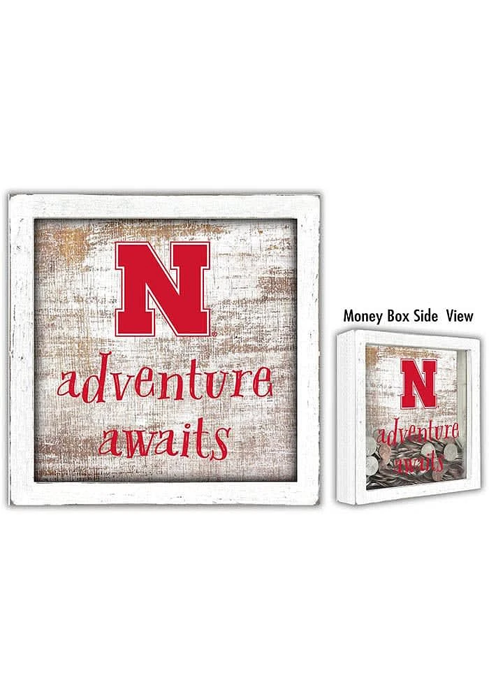 Nebraska Cornhuskers Adventure Awaits Box Sign - Red