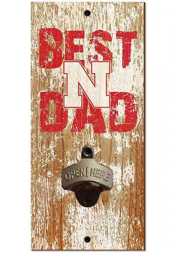 Nebraska Cornhuskers Best Dad Bottle Opener Sign - Red