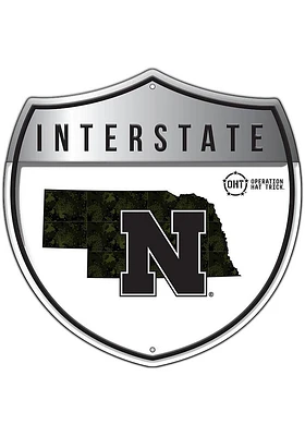 Nebraska Cornhuskers 24in OHT Camo Interstate Sign - Red