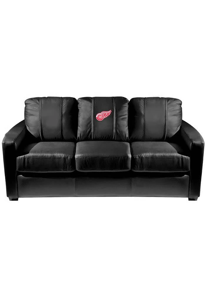 Detroit Red Wings Faux Leather Sofa - Black