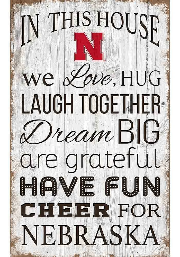 Nebraska Cornhuskers In This House 11x19 Sign - Red