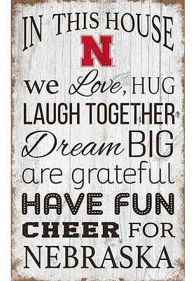 Nebraska Cornhuskers In This House 11x19 Sign - Red