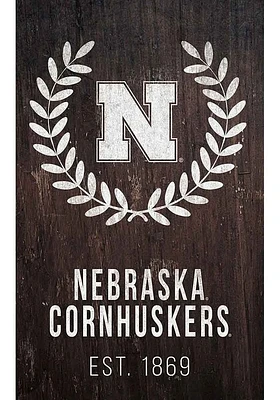 Nebraska Cornhuskers Laurel Wreath Sign - Red