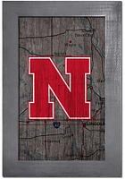 Nebraska Cornhuskers City Map Sign - Red
