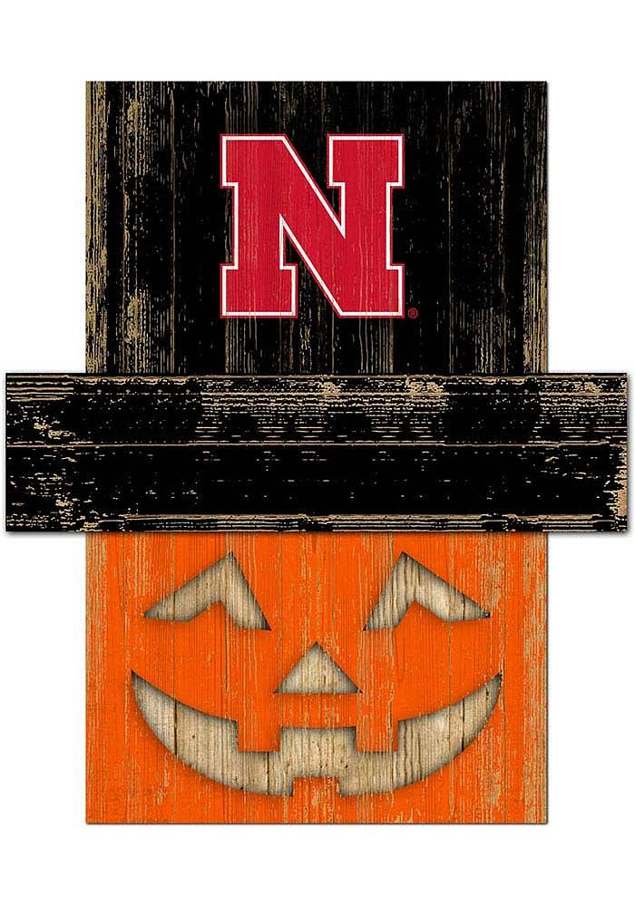 Nebraska Cornhuskers Pumpkin Head Sign - Red