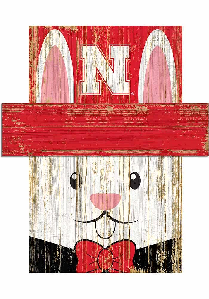 Nebraska Cornhuskers Easter Bunny Head Sign - Red