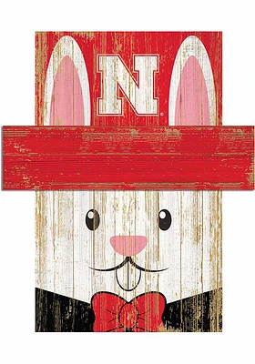 Nebraska Cornhuskers Easter Bunny Head Sign - Red