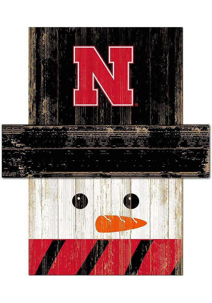 Nebraska Cornhuskers Snowman Head Sign - Red