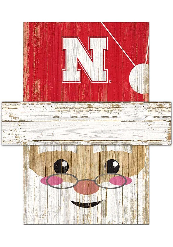Nebraska Cornhuskers Santa Head Sign - Red
