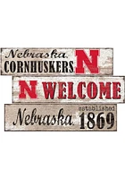 Nebraska Cornhuskers Welcome 3 Plank Sign - Red