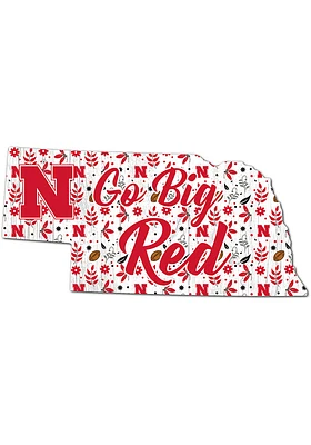Red Nebraska Cornhuskers 24 Inch Floral State Wall Art