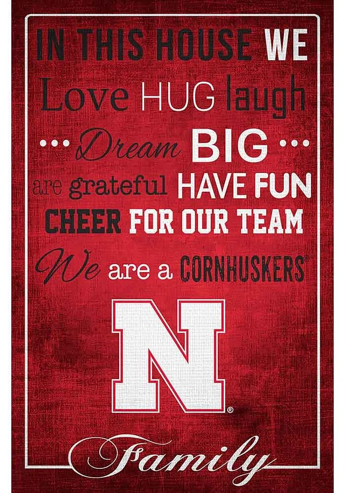 Nebraska Cornhuskers In This House 17x26 Sign - Red