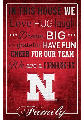 Nebraska Cornhuskers In This House 17x26 Sign - Red