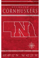 Nebraska Cornhuskers Coordinates 17x26 Sign - Red