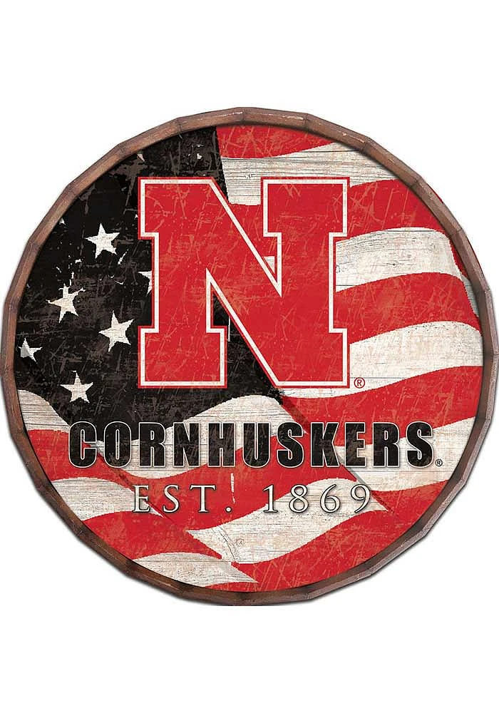 Nebraska Cornhuskers Flag 24 Inch Barrel Top Sign - Red
