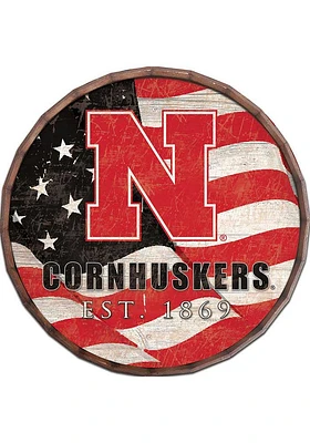 Nebraska Cornhuskers Flag 24 Inch Barrel Top Sign - Red