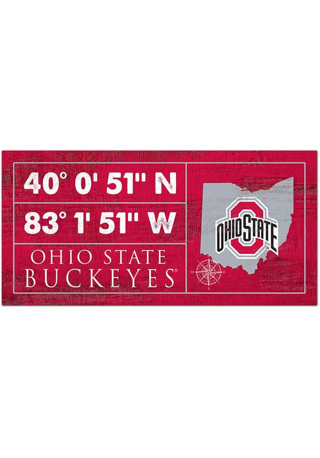 Ohio State Buckeyes Horizontal Coordinate Sign - Red