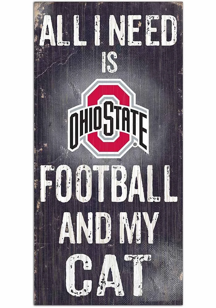 Ohio State Buckeyes Football and My Cat Sign - Red