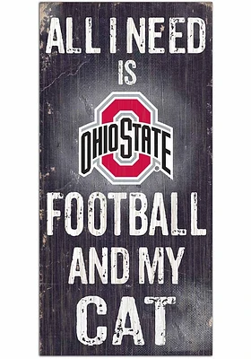 Ohio State Buckeyes Football and My Cat Sign - Red
