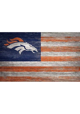 Denver Broncos Distressed Flag 11x19 Sign - Navy Blue